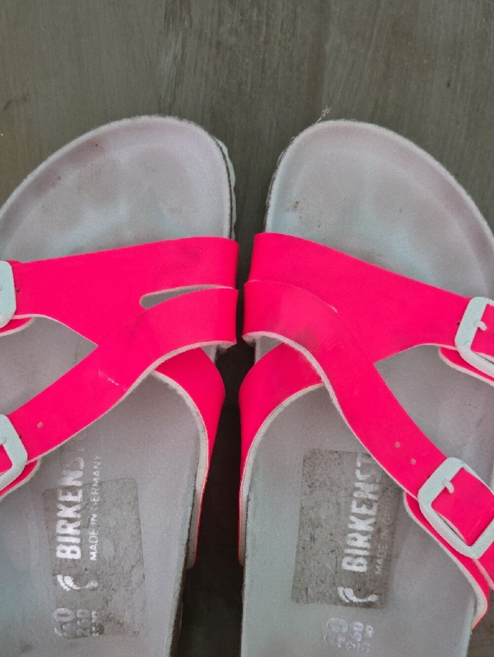 Birkenstock Neon Pink Double-Buckle Slides - Picture 2 of 6